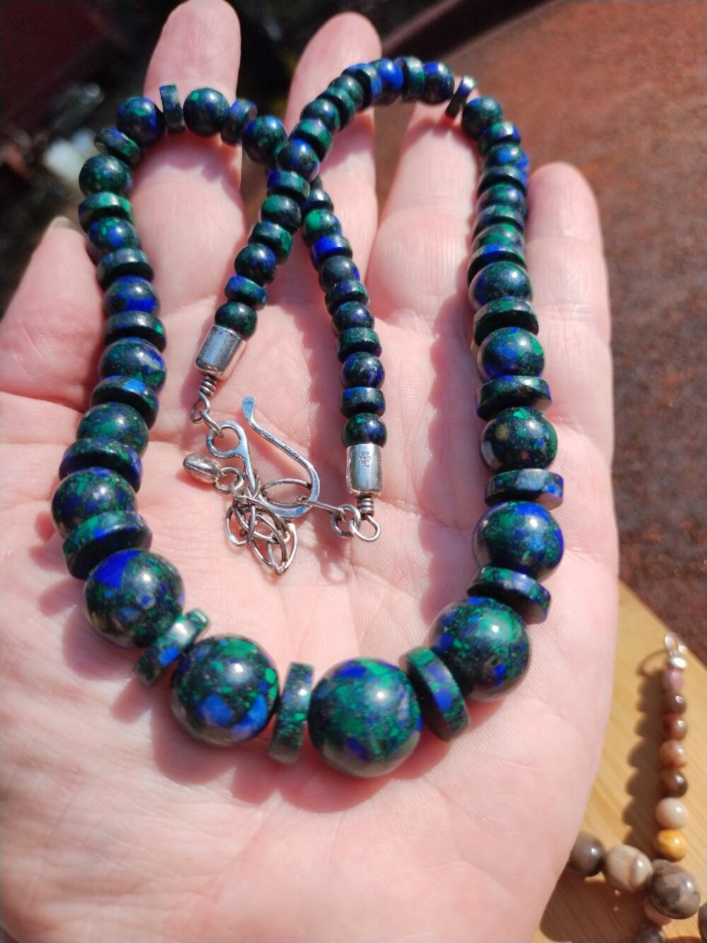 Jay King DTR 925 Sterling Silver Azurite Malachite Graduated Bead Necklace 18" - Picture 8 of 11